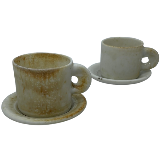 White porcelain woodfired cups